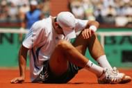 Novak Djokovic during his 2006 French Open quarterfinal against Rafael Nadal